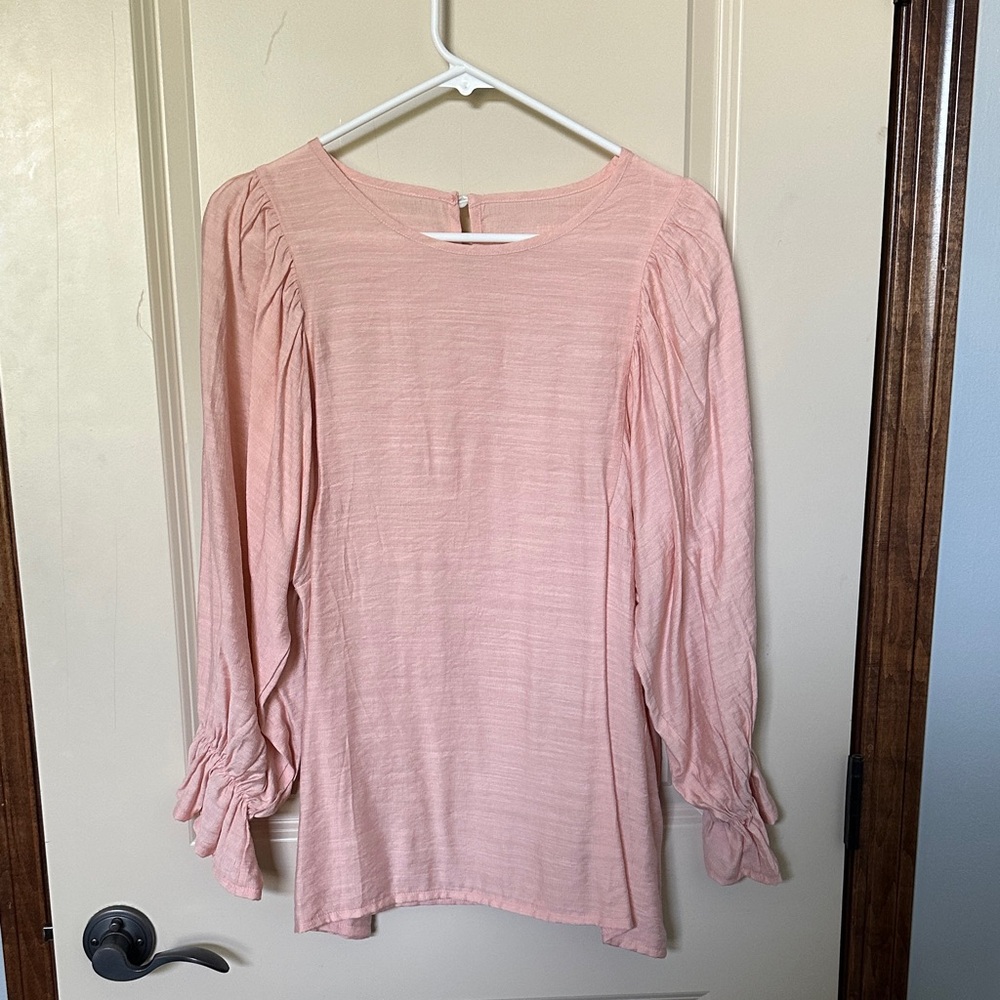 SHEIN Light Pink Blouse with Gathered Sleeves